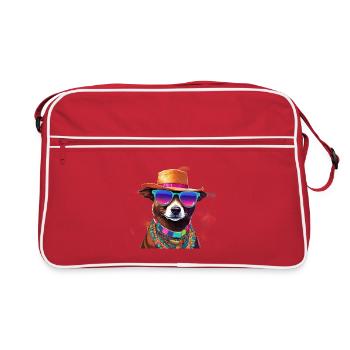 Chien cool dans le style estival - Hipster Vibes - Sac Retro - rouge/blanc - Devant