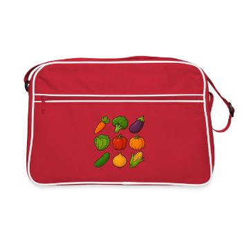 Collection of colorful vegetable illustrations in cartoon style - Retro Bag - red/white - Front