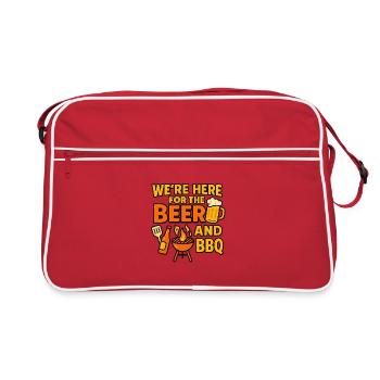 WE'RE HERE FOR THE BEER AND BBQ - Retro Bag - red/white - Front