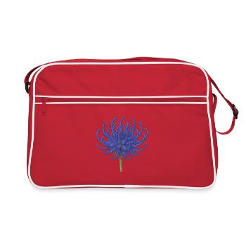 Illustration élégante de chrysanthème bleu - Sac Retro - rouge/blanc - Devant