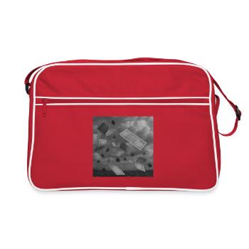Conception de billets de banque et de pièces de monnaie tombant - Sac Retro - rouge/blanc - Devant
