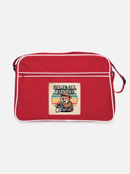 Mignon Teddy Bear Player sur T-shirt - Sac Retro - rouge/blanc - Devant