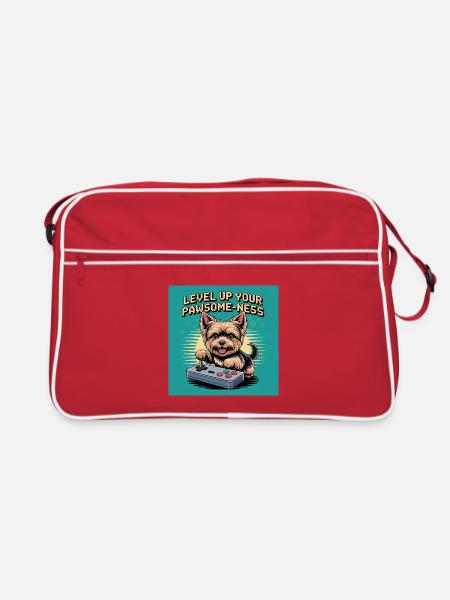 Cute gaming dog with Retro motif - Retro Bag - red/white - Front