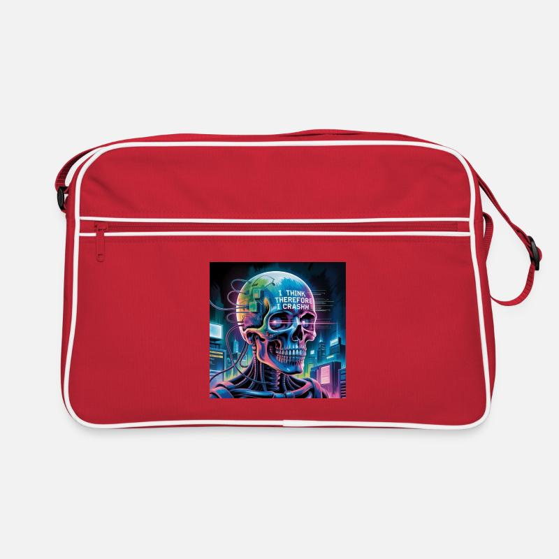Cyberpunk Schädel mit Technologie Zitate Retro Tasche