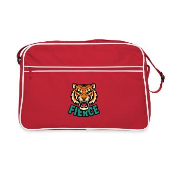 Wilder Tiger Grafik T-Shirt - Retro Tasche - Rot/Weiß - Vorne