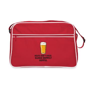Motif de bière humoristique pour le samedi - Sac Retro - rouge/blanc - Devant