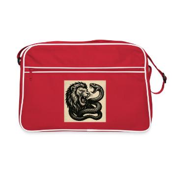 Lion and Snake TattooDesign - Retro Bag - red/white - Front