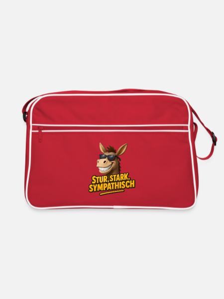 Stubborn, strong, likeable – The donkey with style - Retro Bag - red/white