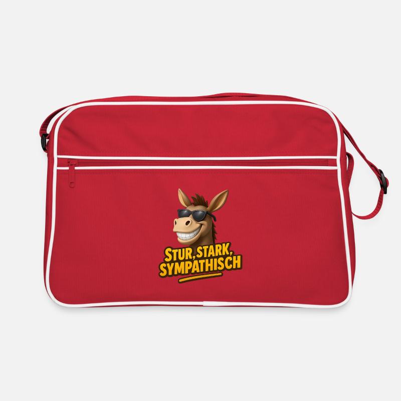 Lässiges Eselfreund-Design mit Sonnenbrille 3D - Retro Tasche - Rot/Weiß