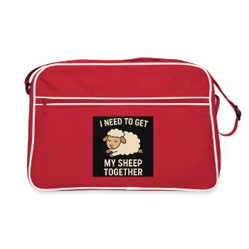 Schäfchen Zusammenbringen Spruch - Retro Tasche - Rot/Weiß - Vorne