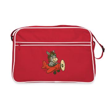 Playful donkey in airplane design - Retro Bag - red/white - Front