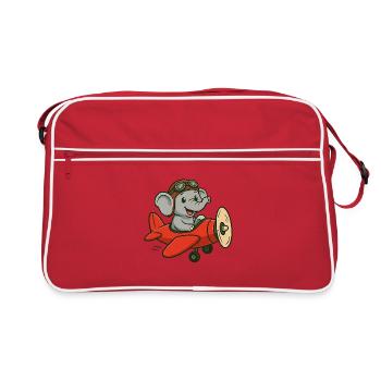 Cute elephant pilot in airplane - Retro Bag - red/white - Front