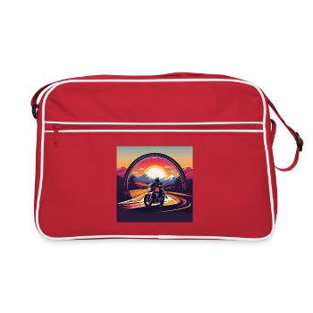 Design de moto au coucher du soleil - Sac Retro - rouge/blanc - Devant