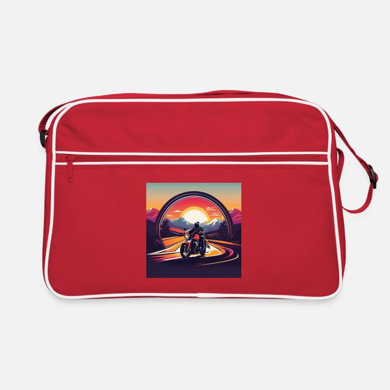 Design de moto au coucher du soleil - Sac Retro - rouge/blanc
