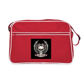 Live Free Skull Design - Retro Tasche - Rot/Weiß - Vorne