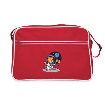 Atterrissage sur la lune du chat de l’espace – Chemise kawaii - Sac Retro - rouge/blanc - Devant