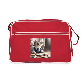 Chat Intelligent Chat Noir en Costume d’Affaires - Sac Retro - rouge/blanc - Devant