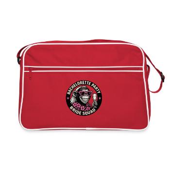 JGA - Bachelorette Affe Brautteam Design - Retro Tasche - Rot/Weiß - Vorne