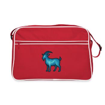 Seelentier und Wächterwesen: Ziegenbock - Retro Tasche - Rot/Weiß - Vorne