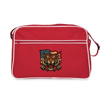 Tigre Patriote avec Drapeau Américain - Sac Retro - rouge/blanc - Devant