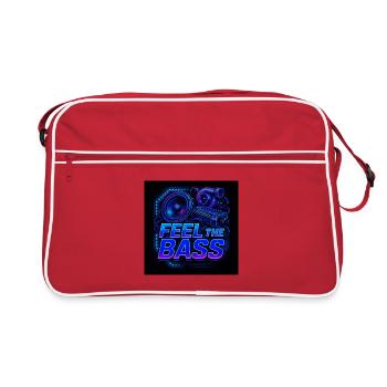 Neon Bass Soundwave T Shirt Design - Retro Bag - red/white - Front