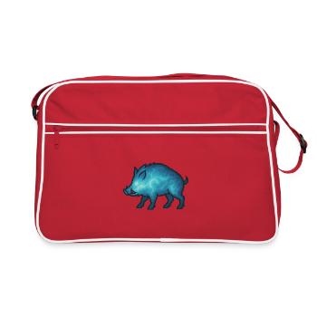Seelentier und Wächterwesen: Wildschwein - Retro Tasche - Rot/Weiß - Vorne