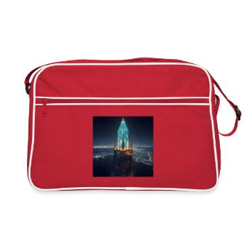 Glowing skyscraper at night - Retro Bag - red/white - Front