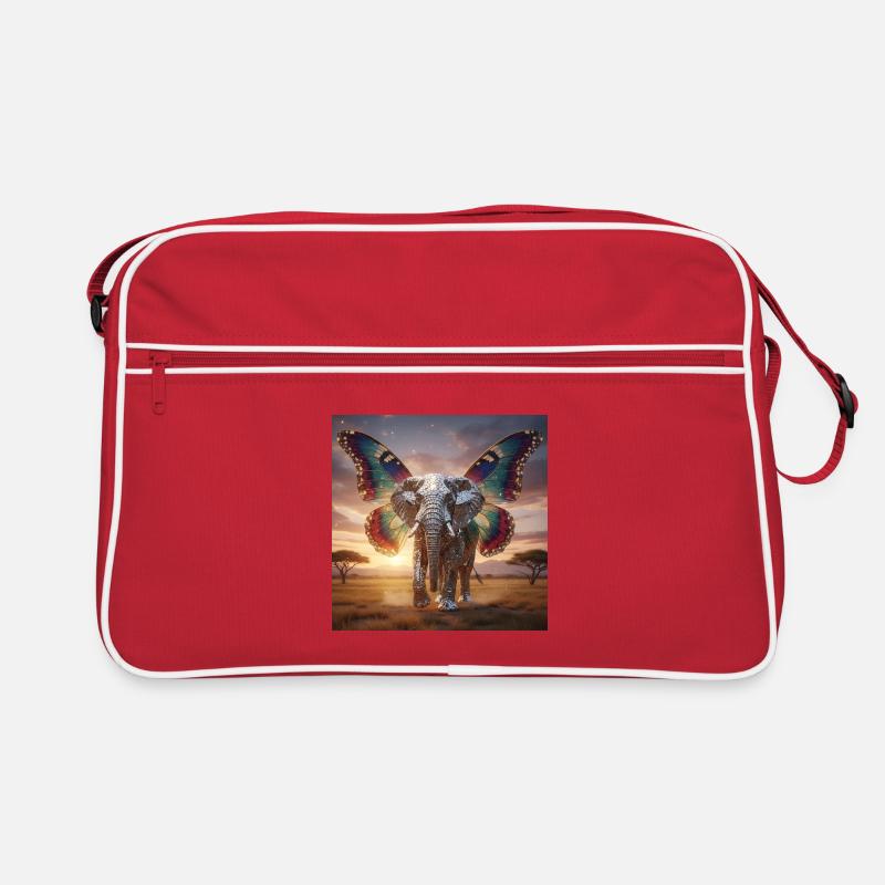 Mosaic elephant wing at sunset Retro Bag