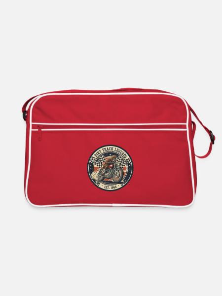 Vintage Dirt Track Motorcycle Logo - Retro Bag - red/white - Front