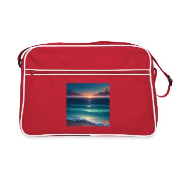 Atlantic Sunset over the Tranquil Sea - Retro Bag - red/white - Front