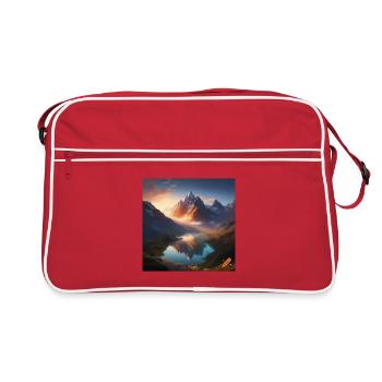 Montagnes enneigées au coucher de soleil - Sac Retro - rouge/blanc - Devant