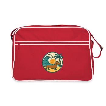 Coucher de soleil sur la plage du teckel - Sac Retro - rouge/blanc - Devant