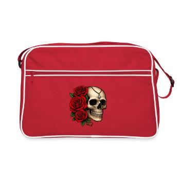 Roses & Crânes Tattoo Design - Sac Retro - rouge/blanc - Devant