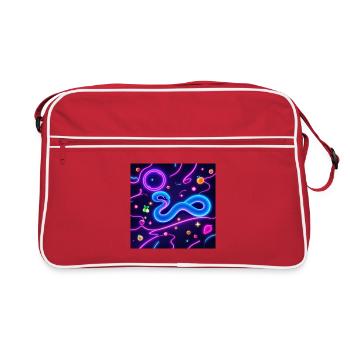 Glowing Neon Snake with Fruit Motifs - Retro Bag - red/white - Front