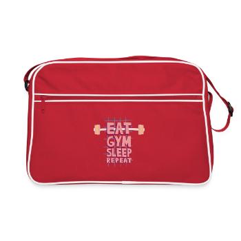 Decorative Fitness Slogan with Barbell - Retro Bag - red/white - Front