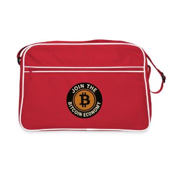 Join the Bitcoin economy round button - Retro Bag - red/white - Front