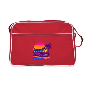 Retro Neon Beach Getaway with Surfboard Surf Woody - Retro Bag - red/white - Front
