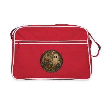 Ghostly Forest Night Illustration - Retro Bag - red/white - Front