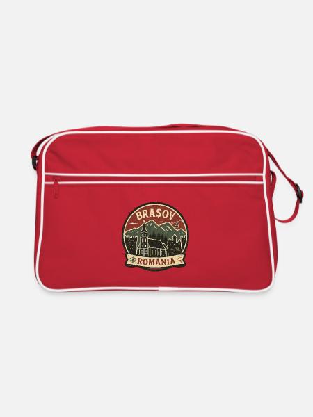 Brașov Mountain Landscape Design - Retro Bag - red/white - Front