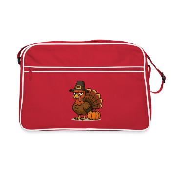 Dinde de Thanksgiving avec chapeau de pèlerin - Sac Retro - rouge/blanc - Devant