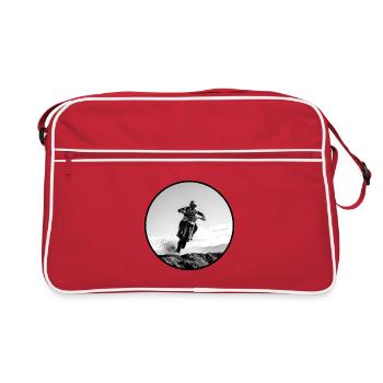 Logo motocross noir et blanc - Noir - Sac Retro - rouge/blanc - Devant