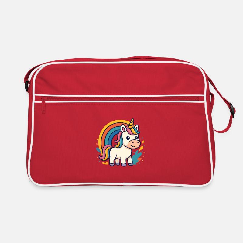 Regenbogen Unicorn Grafik Retro Tasche