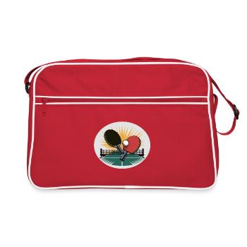 Table tennis racket with net at sunrise - Retro Bag - red/white - Front