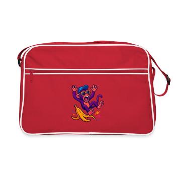 Neon monkey with banana - Retro Bag - red/white - Front