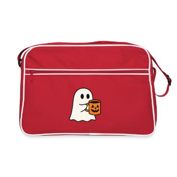 Cute Ghost Motif with Halloween Coffee Mug - Retro Bag - red/white - Front