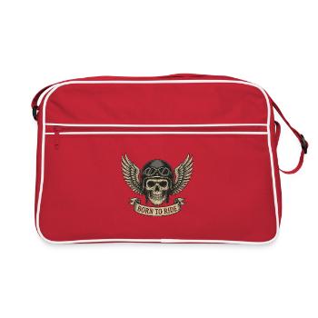 Né pour chevaucher un crâne avec des ailes - Sac Retro - rouge/blanc - Devant