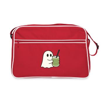 Spiritueux sucré avec matcha latte dans un verre tendance - Sac Retro - rouge/blanc - Devant