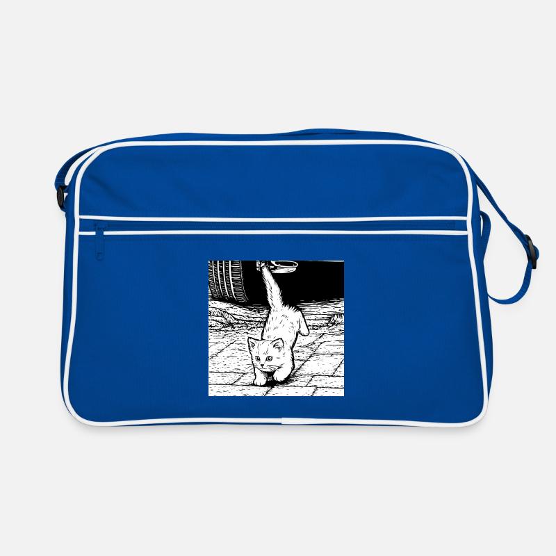 Cat's paws look under car Retro Bag