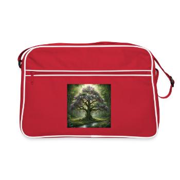 Forest tree with lilac blossoms - Retro Bag - red/white - Front