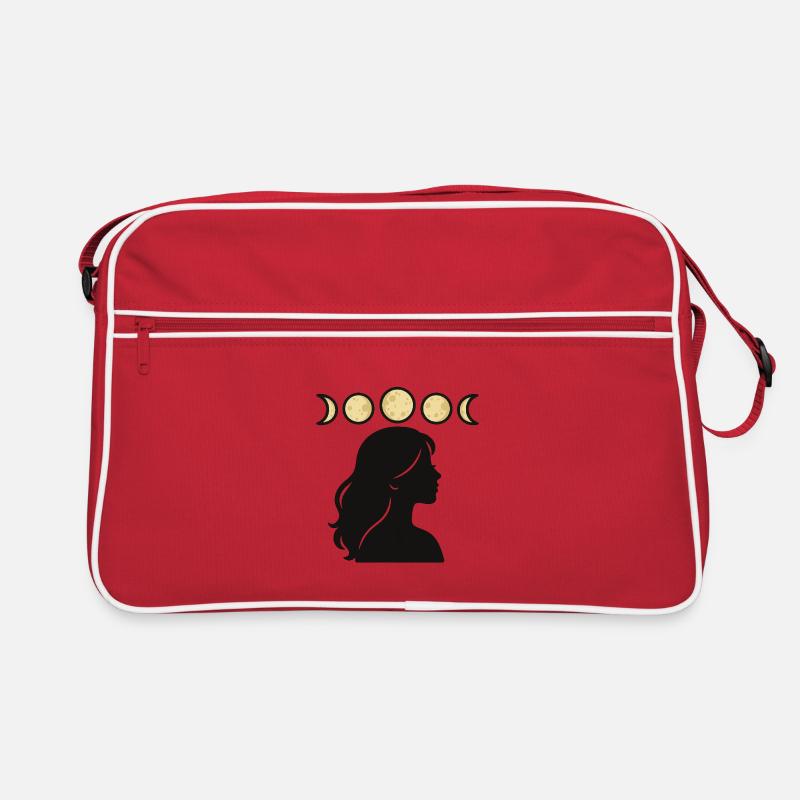 Silhouette mit Mondphasen Retro Tasche